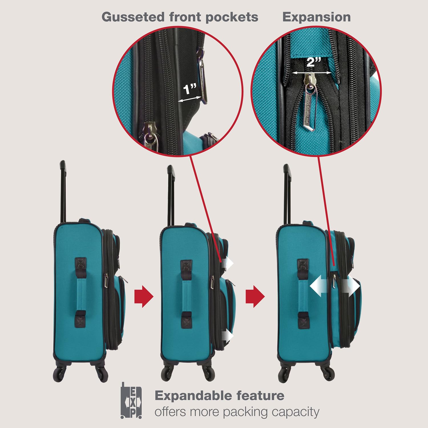 U.S. Traveler Rio Expandable Orange Carry-on -  by Handbags Specialist Headquarter | Available at Handbags Specialist Headquarter
