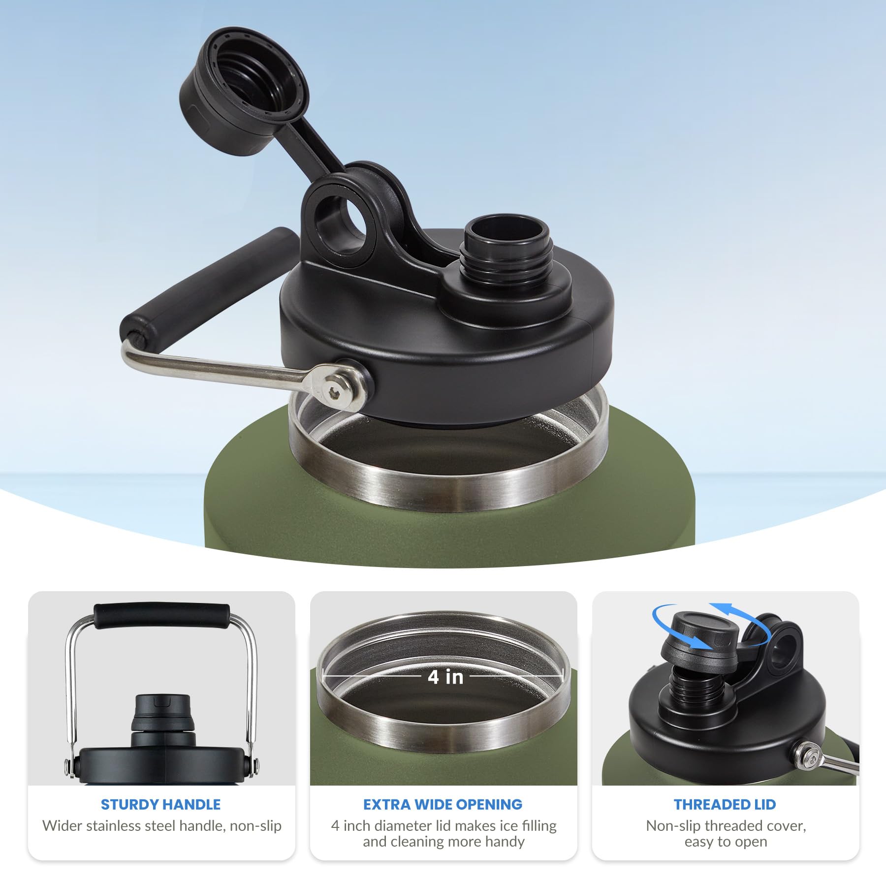 HydraGuard 128oz: Dual-Vacuum Stainless Water Jug - Water Bottles by Handbags Specialist Headquarter | Available at Handbags Specialist Headquarter