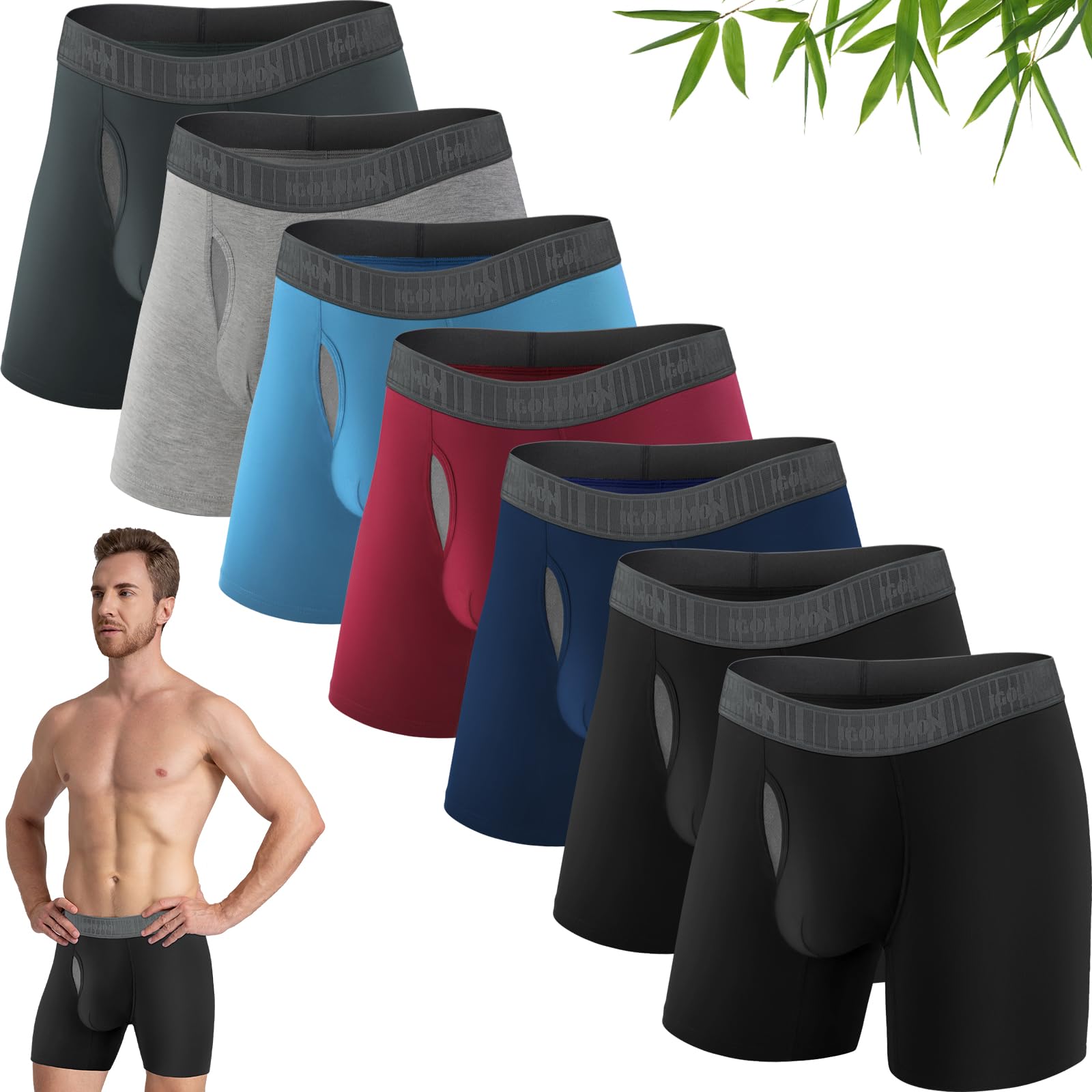 Bamboo Rayon Boxer Briefs 7 Pack for Men