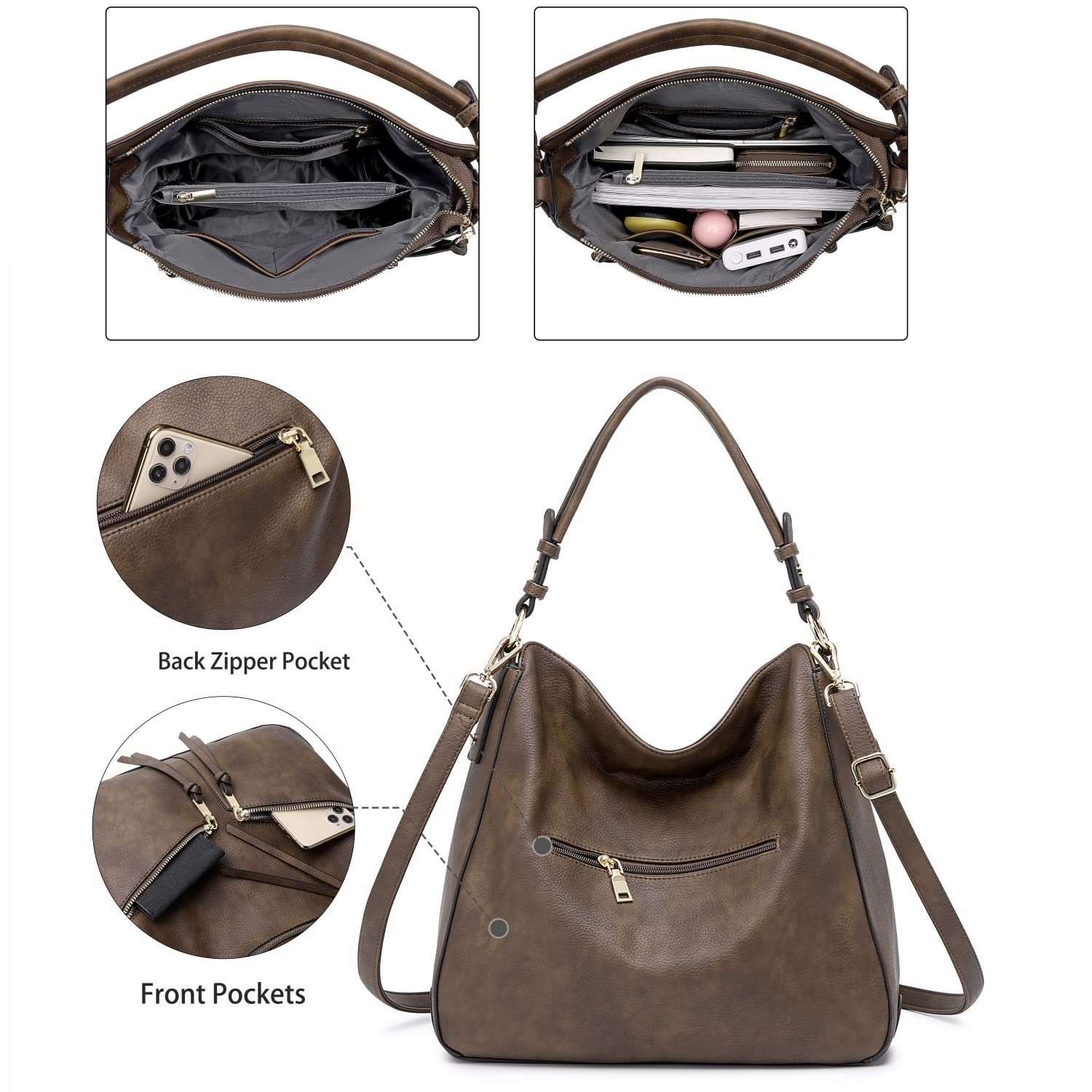 Lapsting Boho Faux Leather Hobo Shoulder Bag
