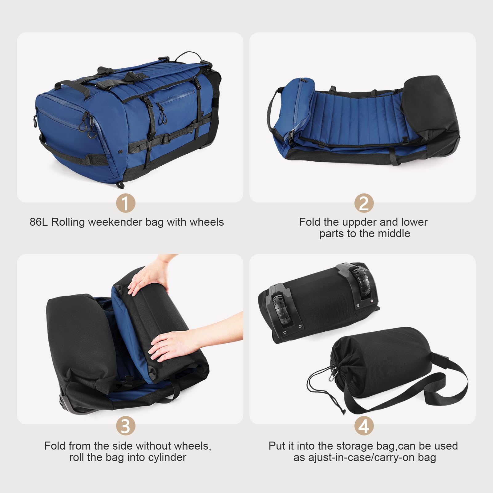 AquaRoll 29 Quilted Wheeled Duffle Backpack -  by Handbags Specialist Headquarter | Available at Handbags Specialist Headquarter