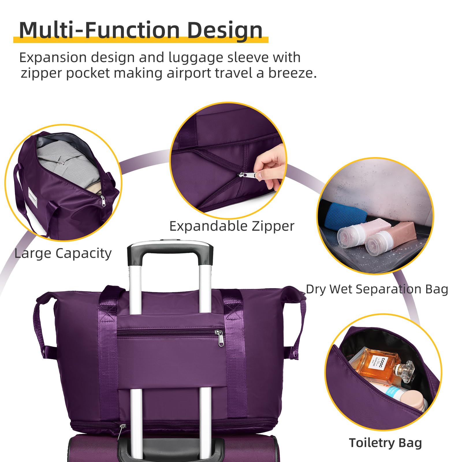 LARVENDER Expandable 5-Piece Spinner Luggage Set -  by Handbags Specialist Headquarter | Available at Handbags Specialist Headquarter