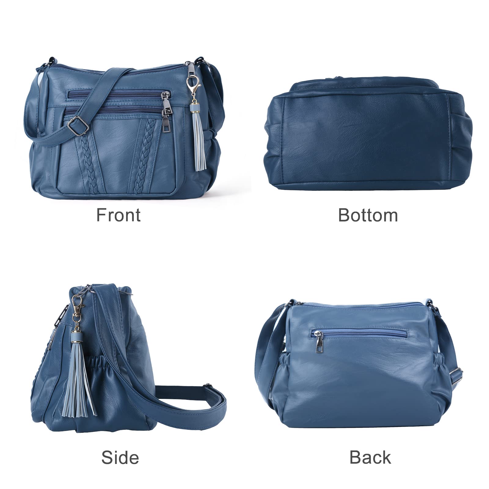 ELDA Chic Crossbody: Soft PU Leather Multi-Pocket Bag - Handbags by Handbags Specialist Headquarter | Available at Handbags Specialist Headquarter