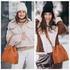 S-ZONE Luxe Leather Drawstring Bucket Bag -  by Handbags Specialist Headquarter | Available at Handbags Specialist Headquarter