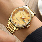 OLEVS Luxe: Men's Golden Dial Quartz Business Watch