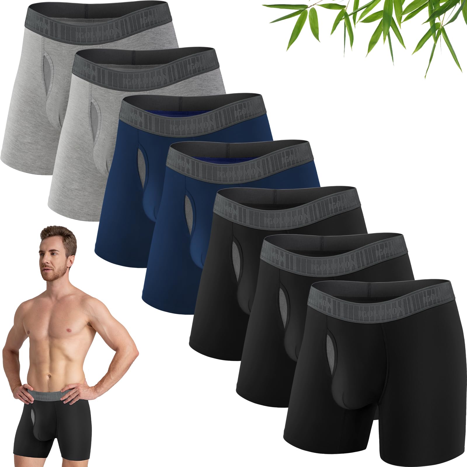 Bamboo Rayon Boxer Briefs 7 Pack for Men