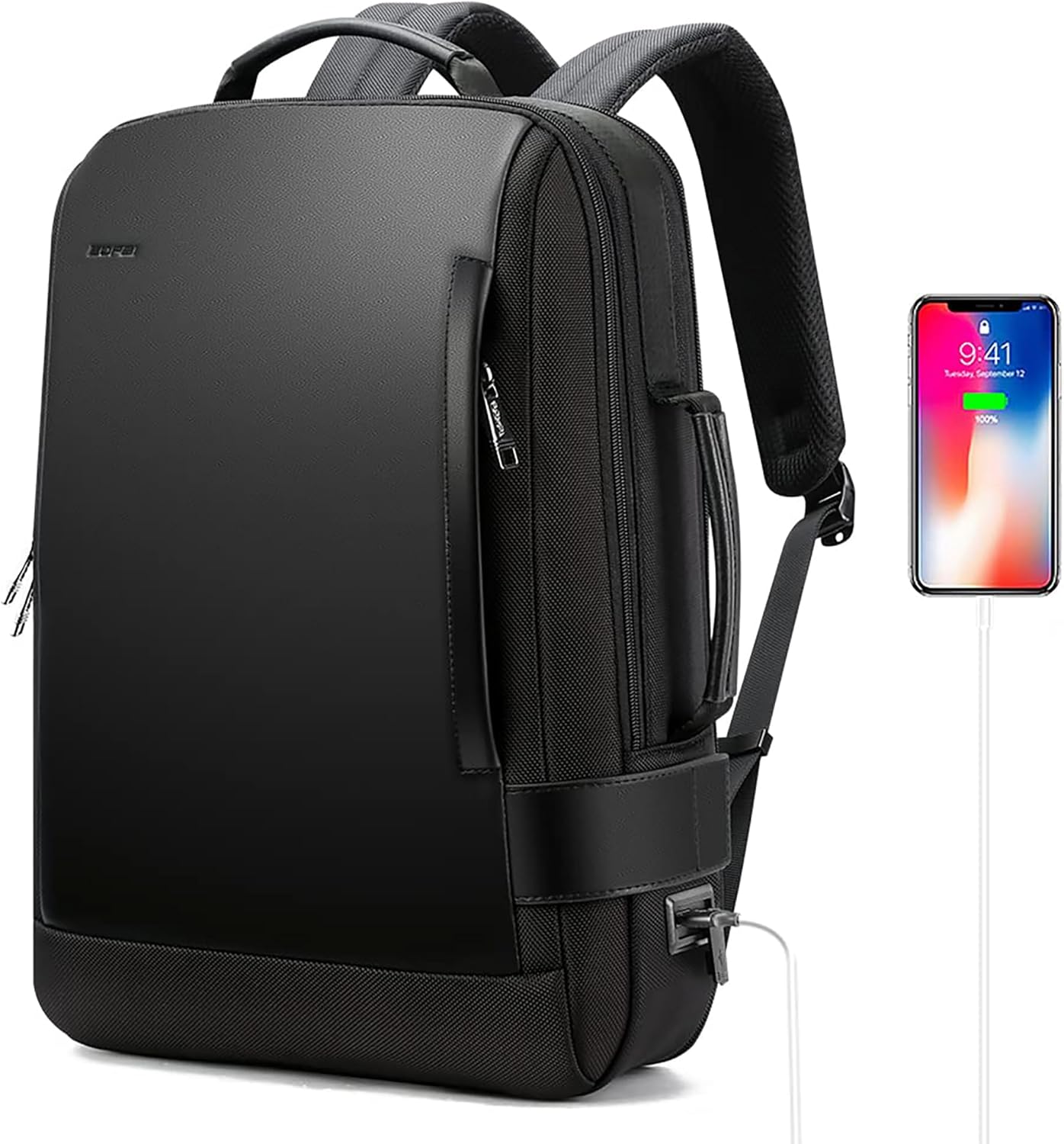 BOPai Executive Leather Backpack with USB Charging - Backpacks by Handbags Specialist Headquarter | Available at Handbags Specialist Headquarter