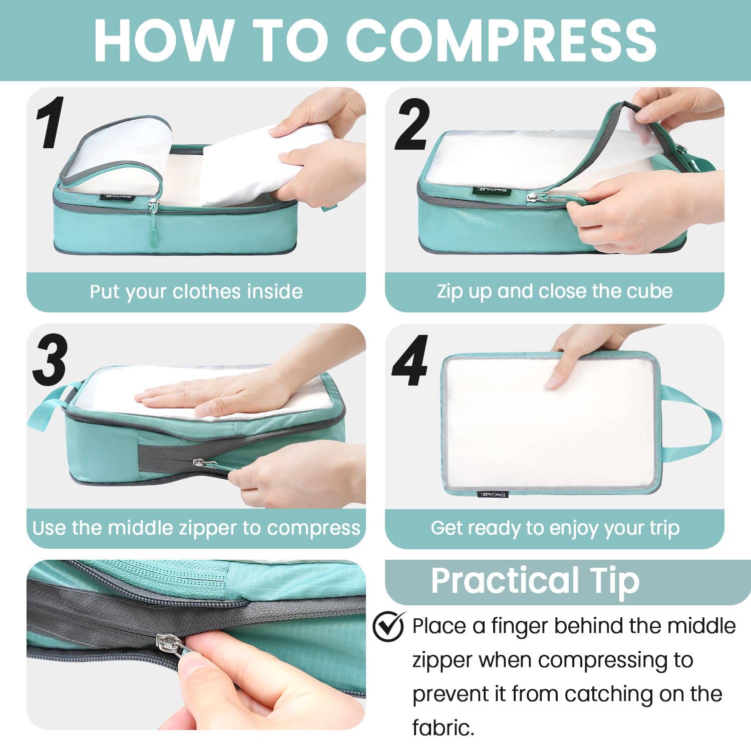 BAGAIL Travel Compression Cubes Set for Packing Ease -  by Handbags Specialist Headquarter | Available at Handbags Specialist Headquarter