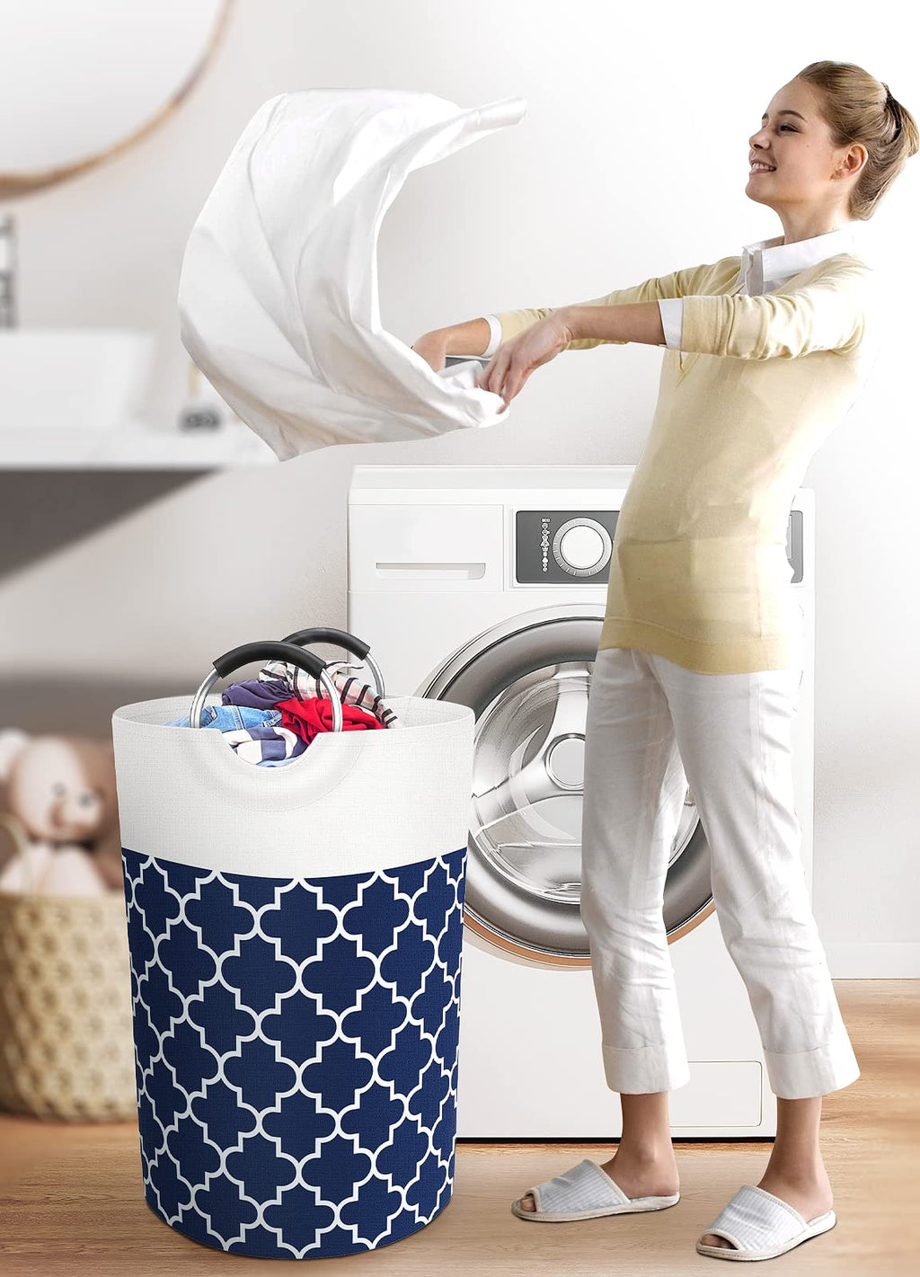 Collapsible Hamper Bag - Grey - Laundry Baskets by Handbags Specialist Headquarter | Available at Handbags Specialist Headquarter