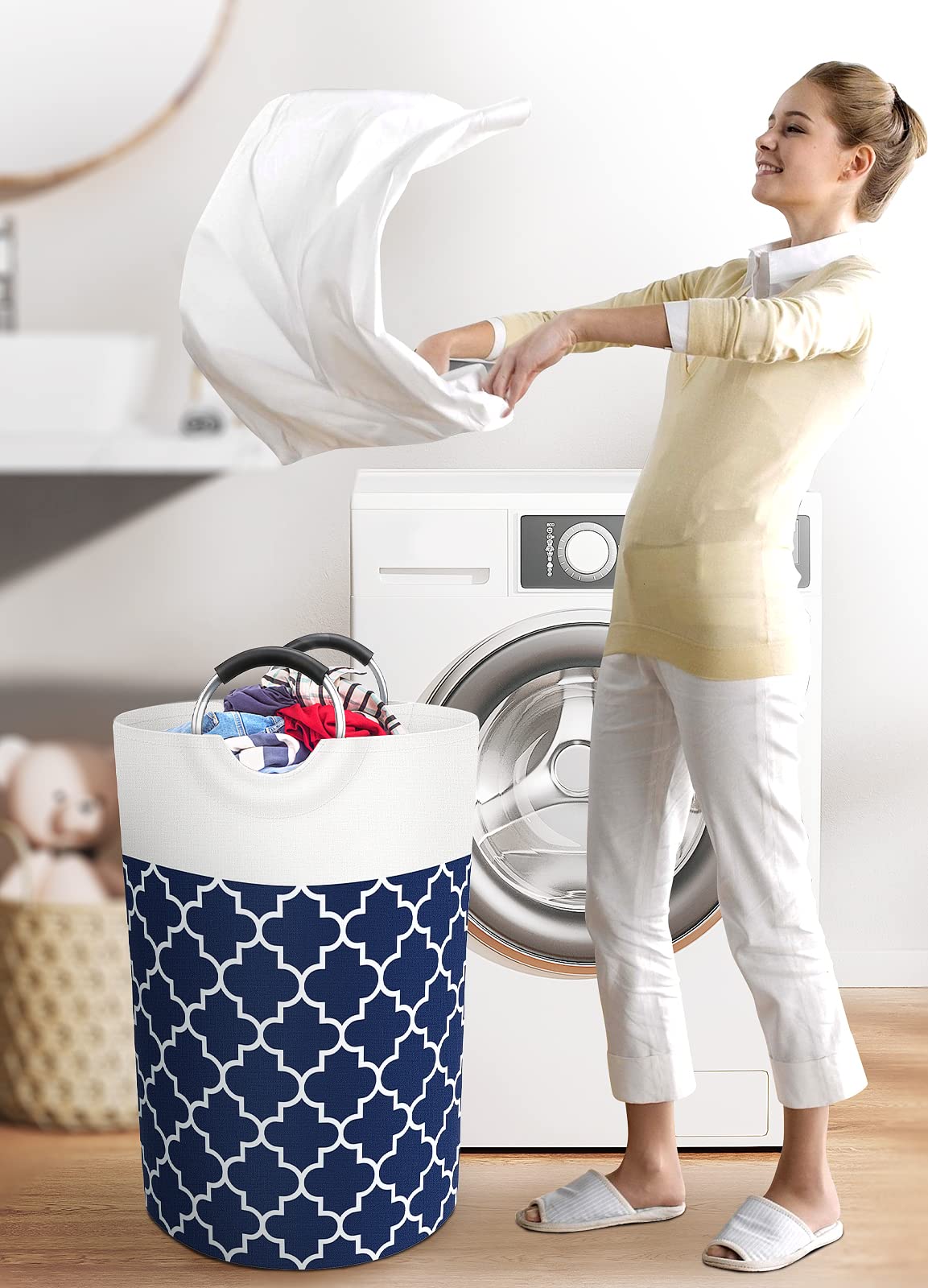 Collapsible Hamper Bag - Grey - Laundry Baskets by Handbags Specialist Headquarter | Available at Handbags Specialist Headquarter