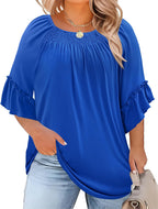 Plus Size Ruffle Sleeve Tunic Top