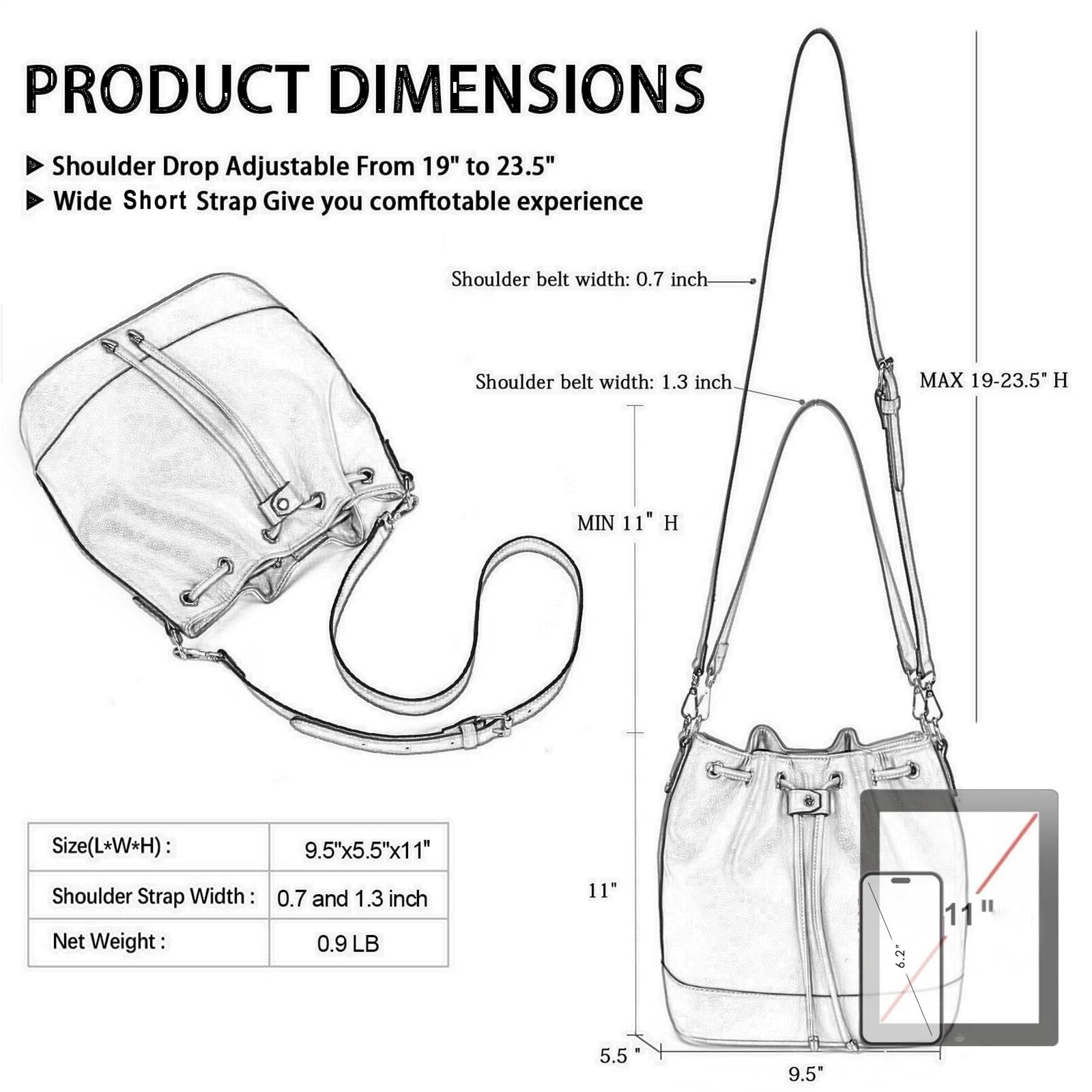 AFKOMST Chic Leather Bucket & Crossbody Bag Set -  by Handbags Specialist Headquarter | Available at Handbags Specialist Headquarter