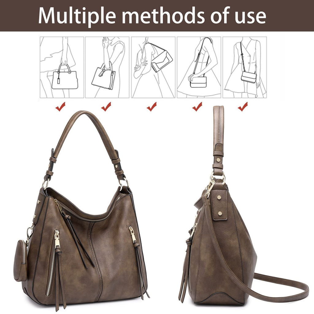 Lapsting Boho Faux Leather Hobo Shoulder Bag