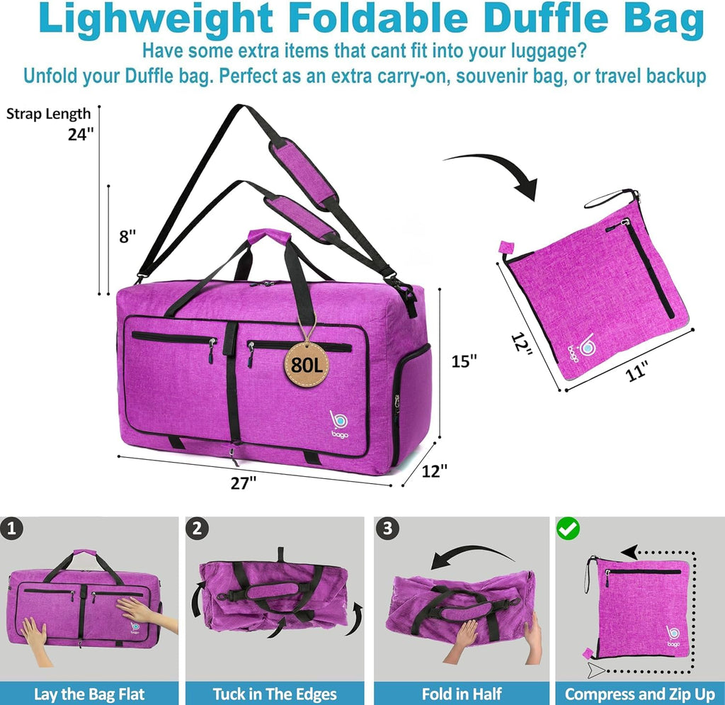 Bago 60L Foldable Travel Duffle Bag with Shoe Compartment