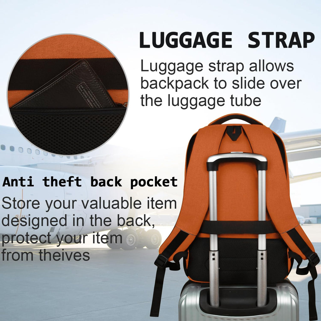 Volher Anti-Theft USB Laptop Backpack - Rose Red