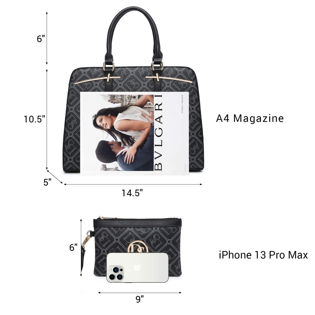 Women’s 2pc Tote & Wallet Handbag Set with 3 Compartments