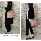 AFKOMST Chic Leather Bucket & Crossbody Bag Set -  by Handbags Specialist Headquarter | Available at Handbags Specialist Headquarter