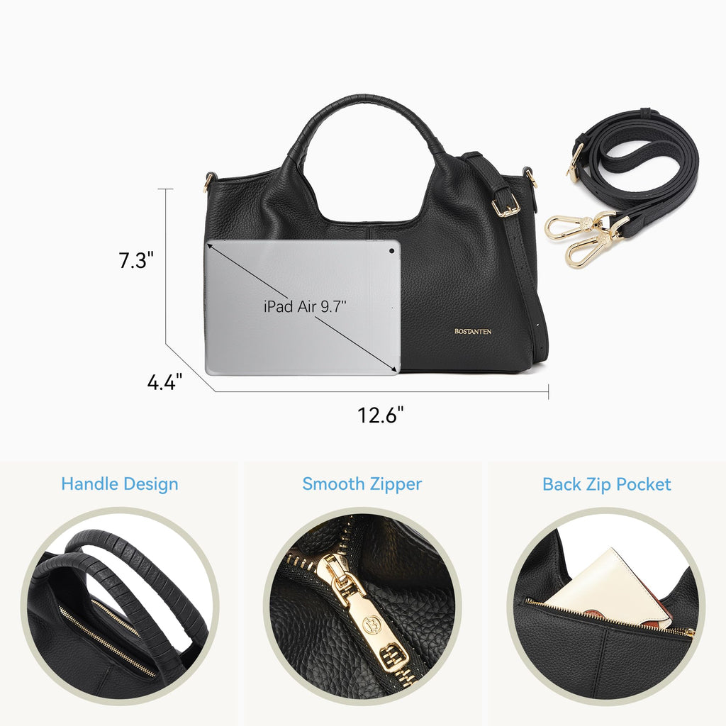 BOSTANTEN Leather Satchel Crossbody Handbag for Women