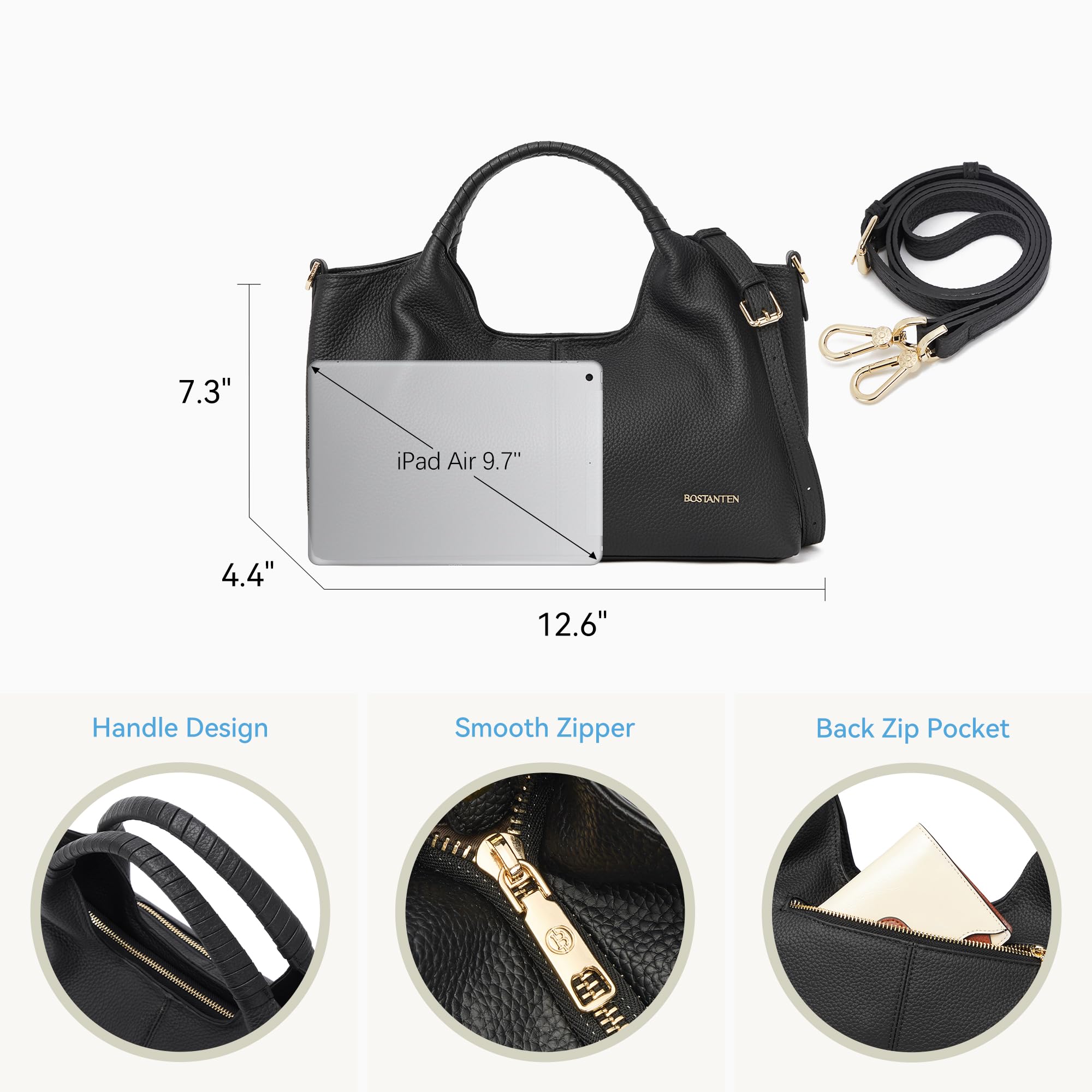 BOSTANTEN Leather Satchel Crossbody Handbag for Women