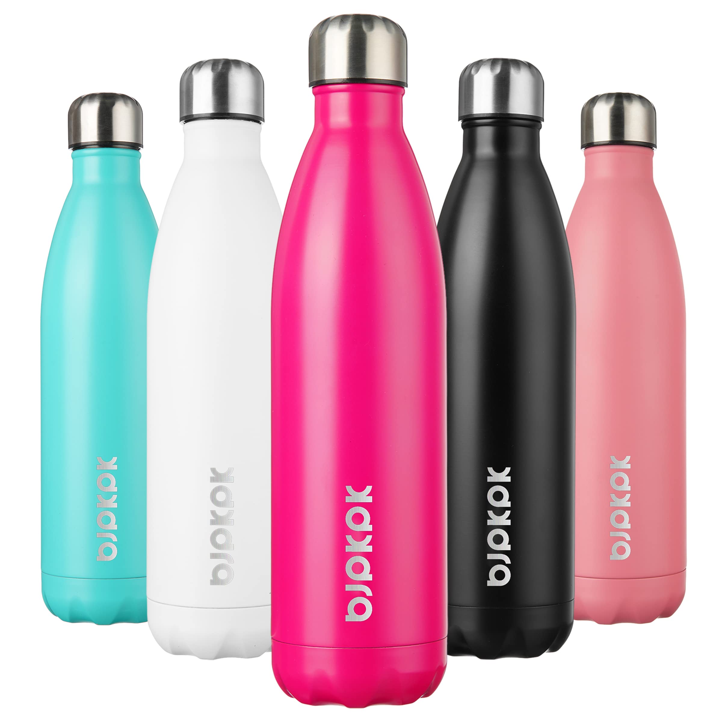 BJPKPK 17oz Insulated Stainless Steel Water Bottles,Sports Water Bottles Keep Cold for 24 Hours and Hot for 12 Hours,BPA Free for Travel,Pink