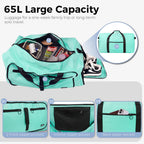 Foldable 65L Duffle Bag with Shoe Compartment