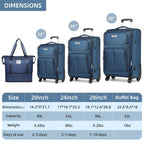 LARVENDER Expandable 5-Piece Spinner Luggage Set -  by Handbags Specialist Headquarter | Available at Handbags Specialist Headquarter