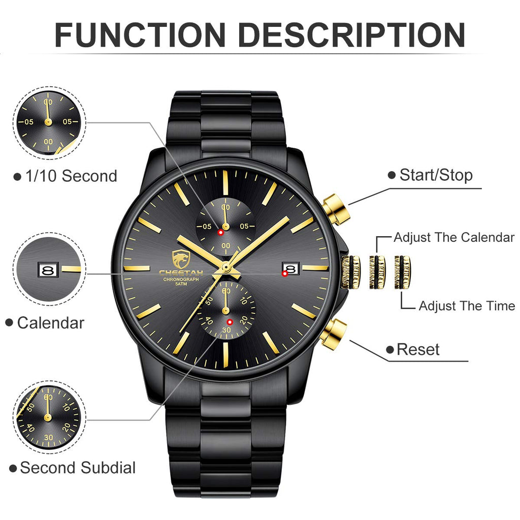 Golden Hour Elite Chrono Steel Men’s Quartz Watch