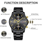 Golden Hour Elite Chrono Steel Men’s Quartz Watch