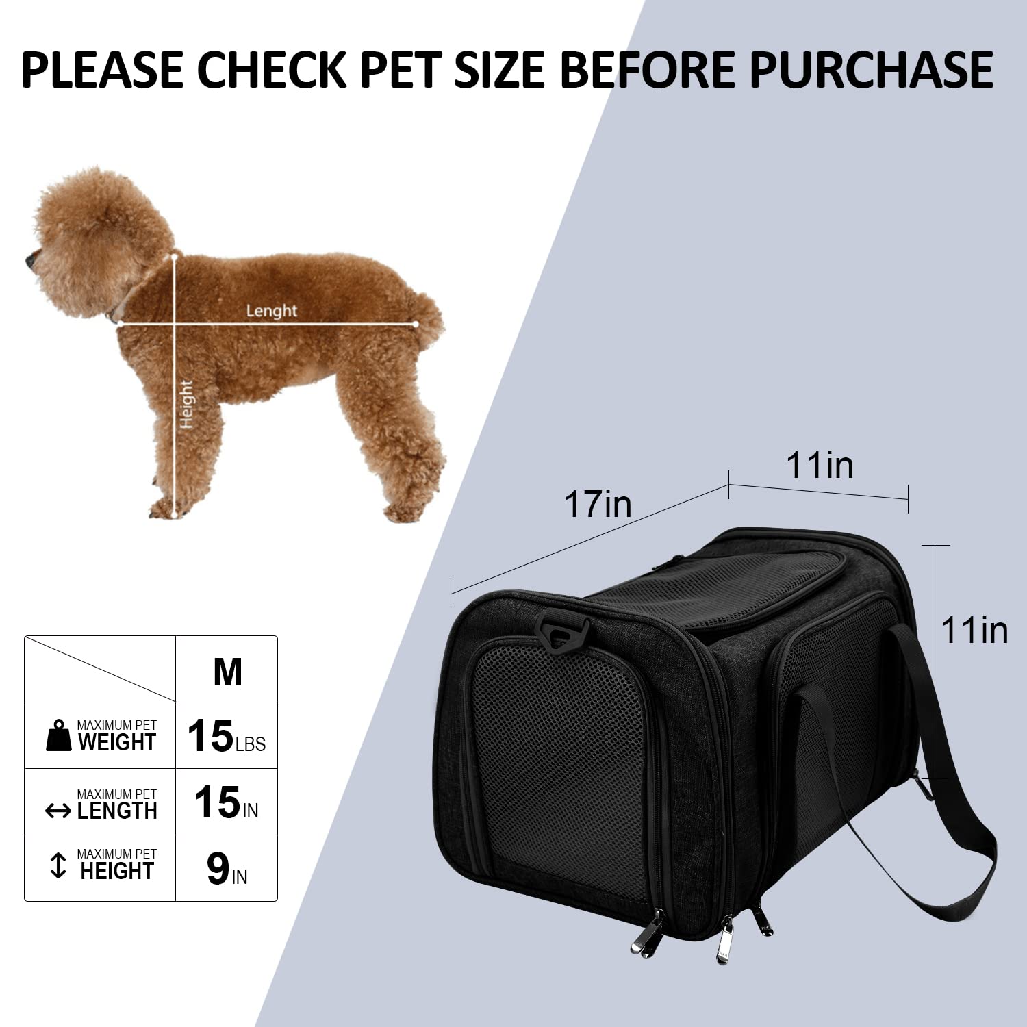 PawsVoyage: Grey TSA-Approved Pet Carrier (15lbs Max) -  by Handbags Specialist Headquarter | Available at Handbags Specialist Headquarter