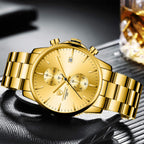 Golden Hour Elite Chrono Steel Men’s Quartz Watch