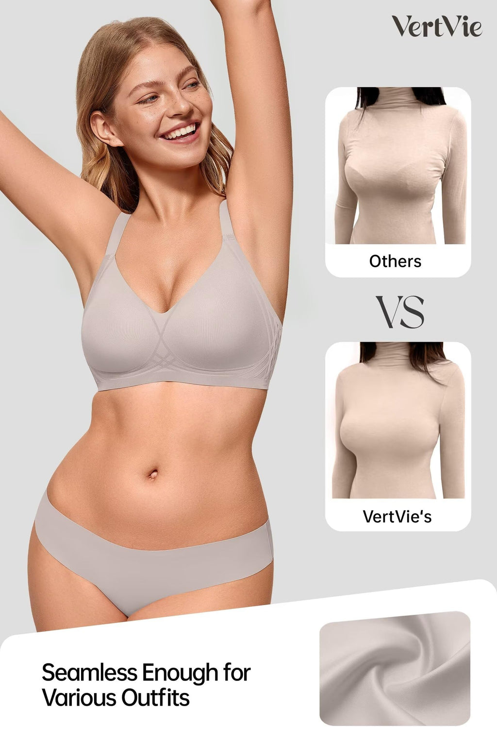 Vertvie Seamless Wireless Push-Up Bralette