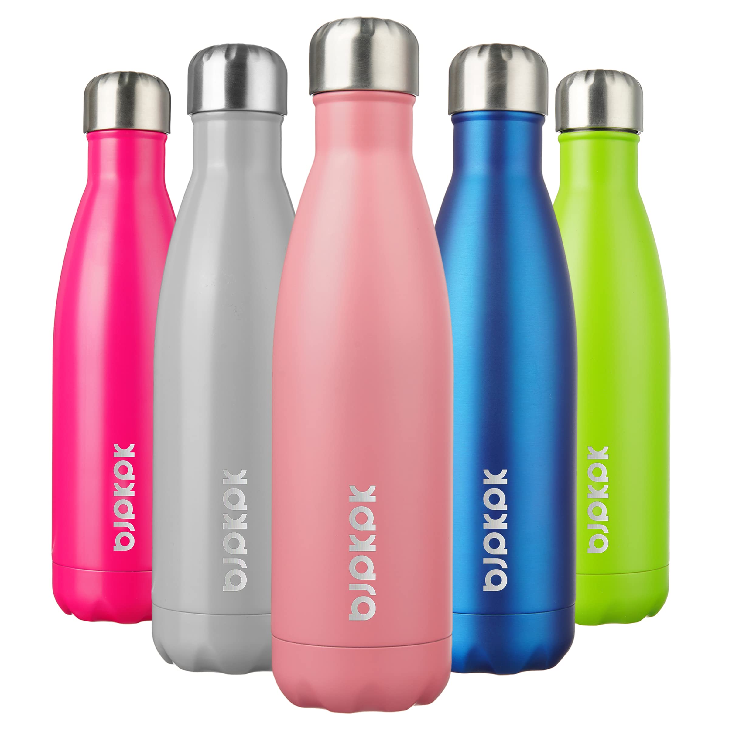 BJPKPK 17oz Insulated Stainless Steel Water Bottles,Sports Water Bottles Keep Cold for 24 Hours and Hot for 12 Hours,BPA Free for Travel,Pink