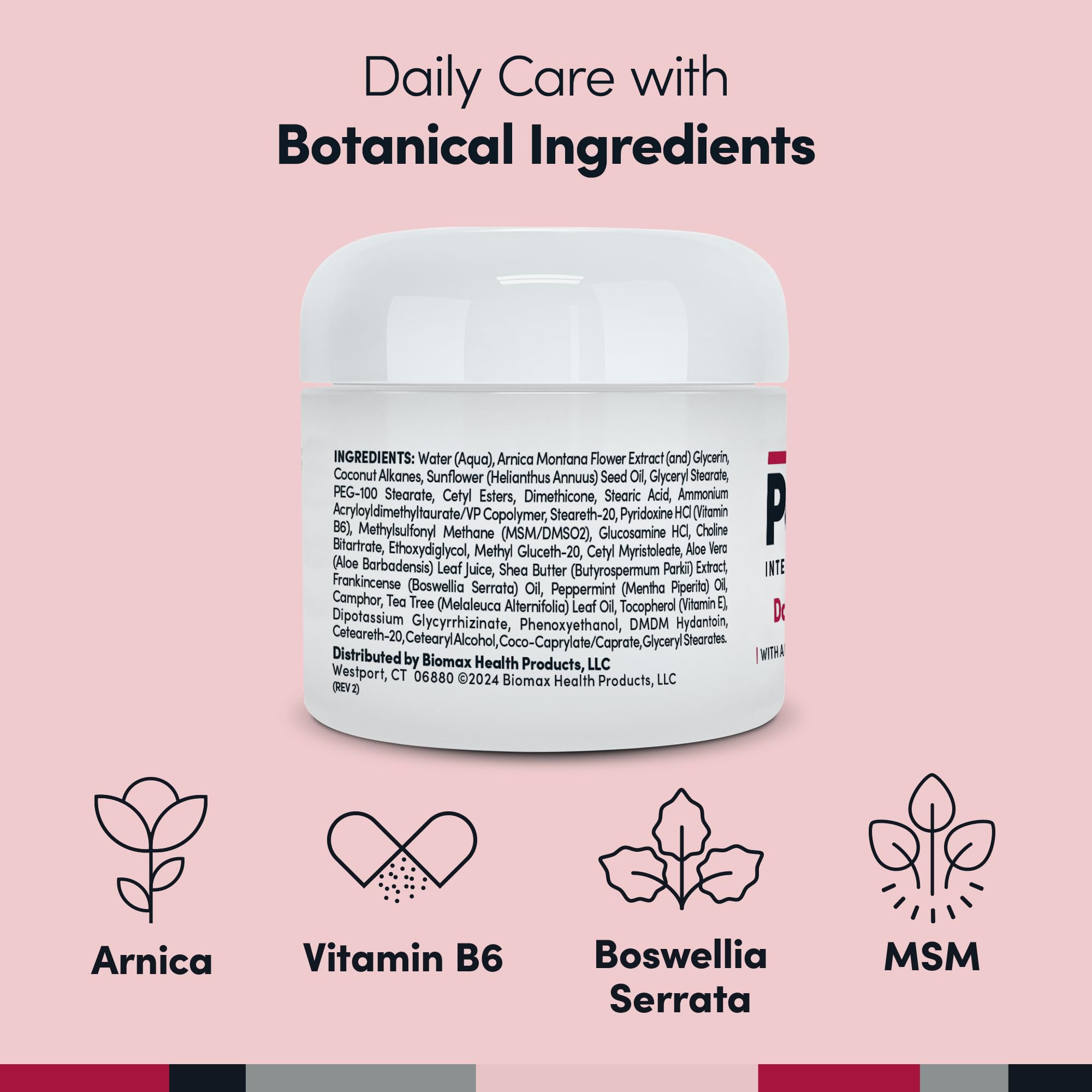 White jar of Penetrex cream with botanical ingredients label on a pink background. - Penetrex Cream Duo Pack - 2oz & 4oz Jars - 4 Ounce (Pack of 1) - Handbags Specialist Headquarter