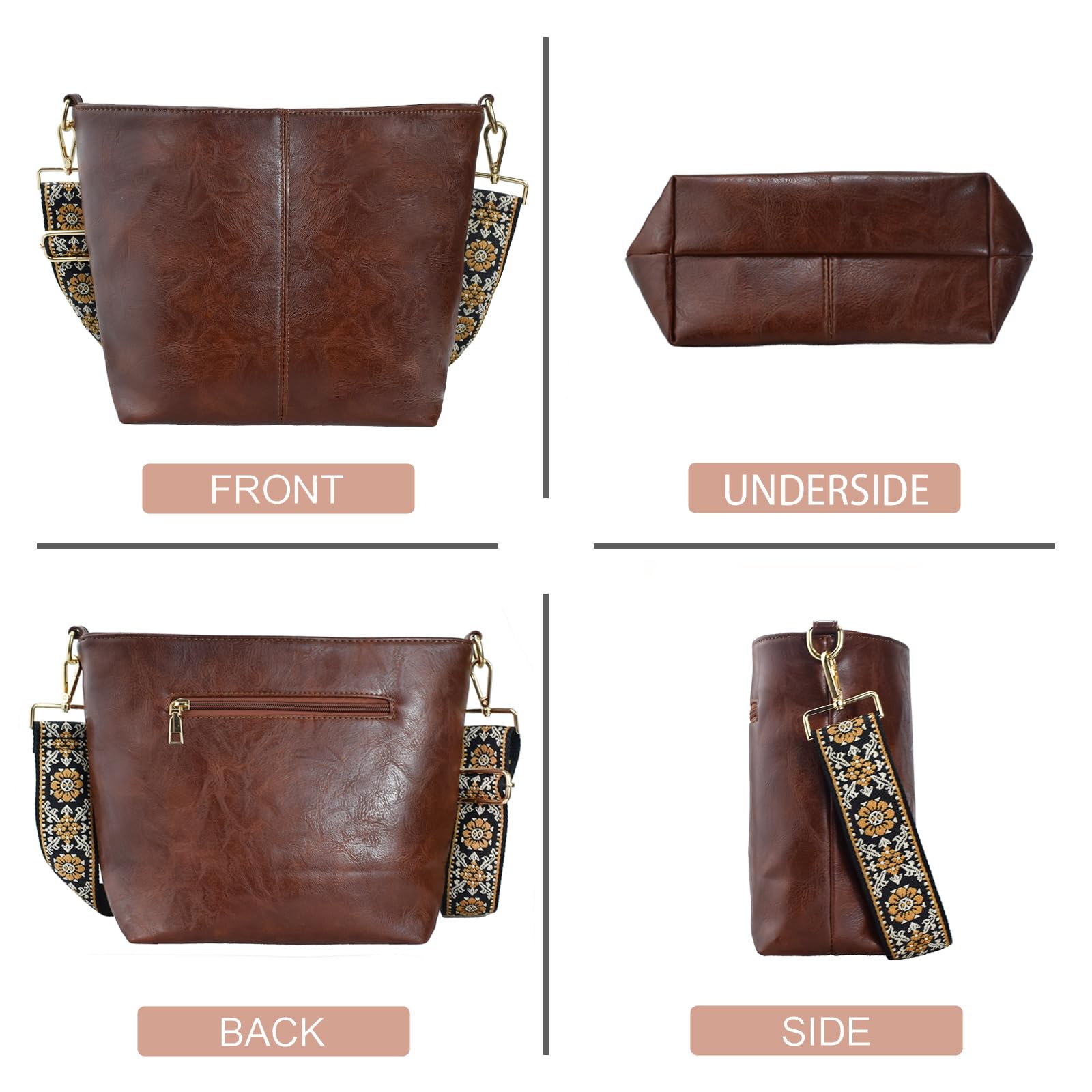 ChicHobo Vegan Leather Crossbody Bag with Strap -  by Handbags Specialist Headquarter | Available at Handbags Specialist Headquarter