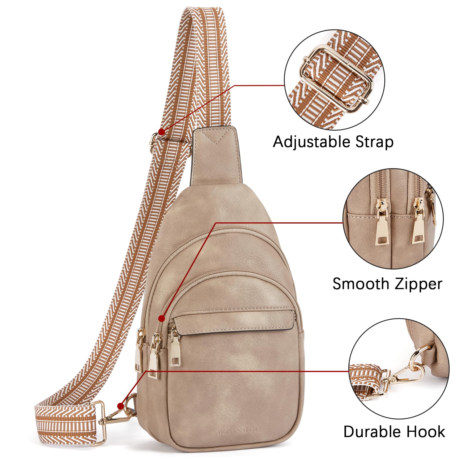 BOSTANTEN Chic Leather Crossbody Sling Bag -  by Handbags Specialist Headquarter | Available at Handbags Specialist Headquarter