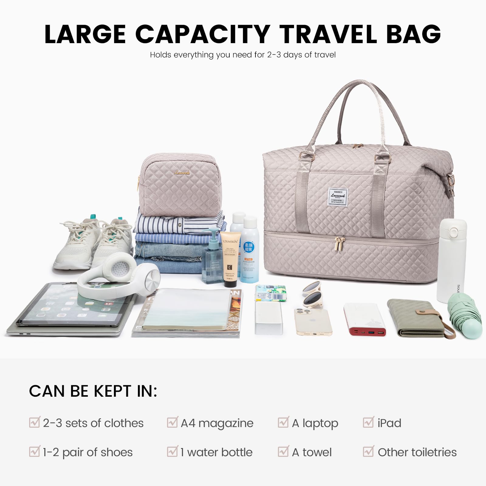 LOVEVOOK All-in-One Duffle: Travel & Gym Ready - Luggage Travel Bags by Handbags Specialist Headquarter | Available at Handbags Specialist Headquarter