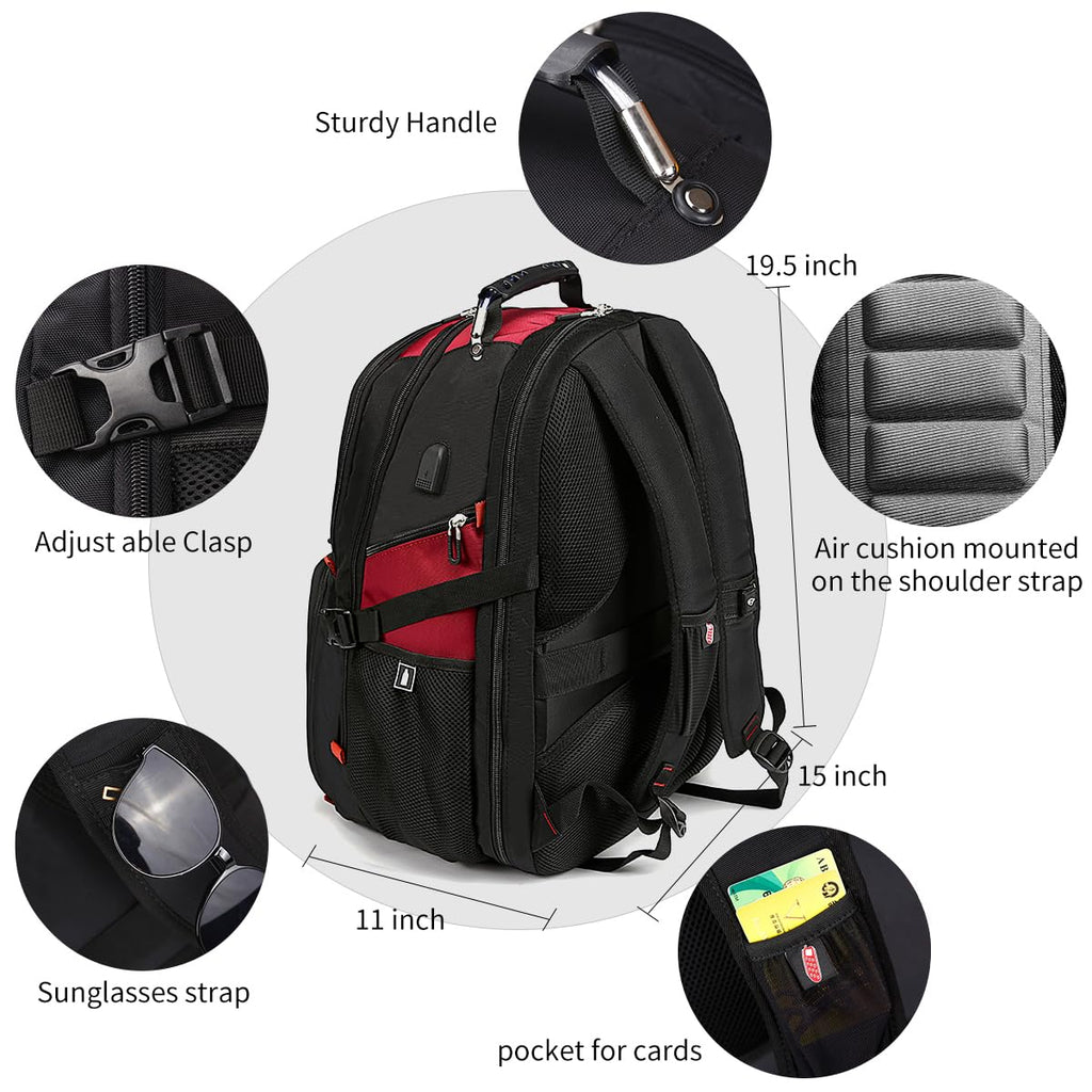 SHRRADOO 50L USB Travel Laptop Backpack - Airline Approved - Backpack Bags by Handbags Specialist Headquarter | Available at Handbags Specialist Headquarter