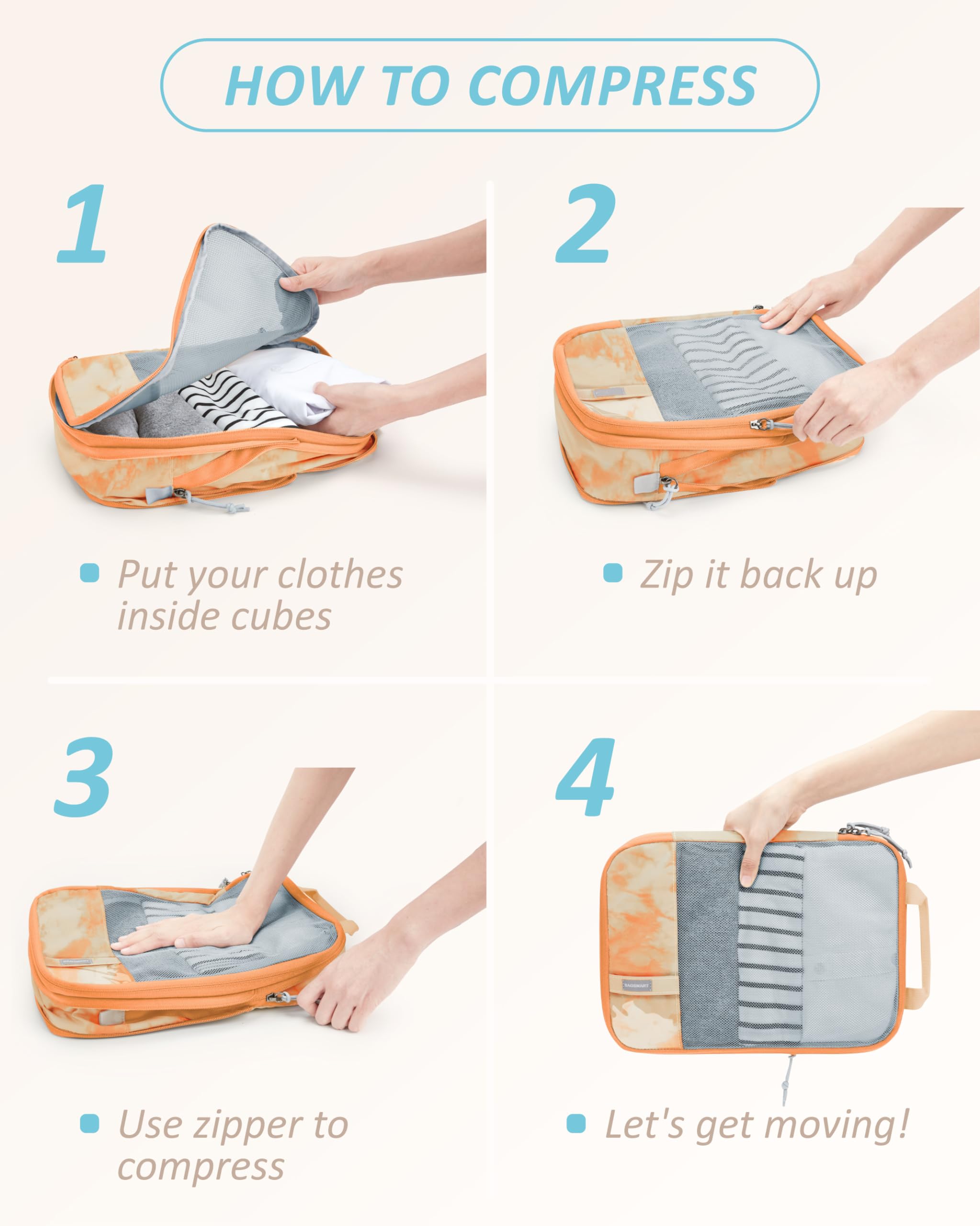 PackPro 6 Set Compression Cubes for Travel - Luggage Travel Bags by Handbags Specialist Headquarter | Available at Handbags Specialist Headquarter