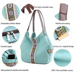 Worldlyda Women Canvas Embroidered Hobo Tote Bag