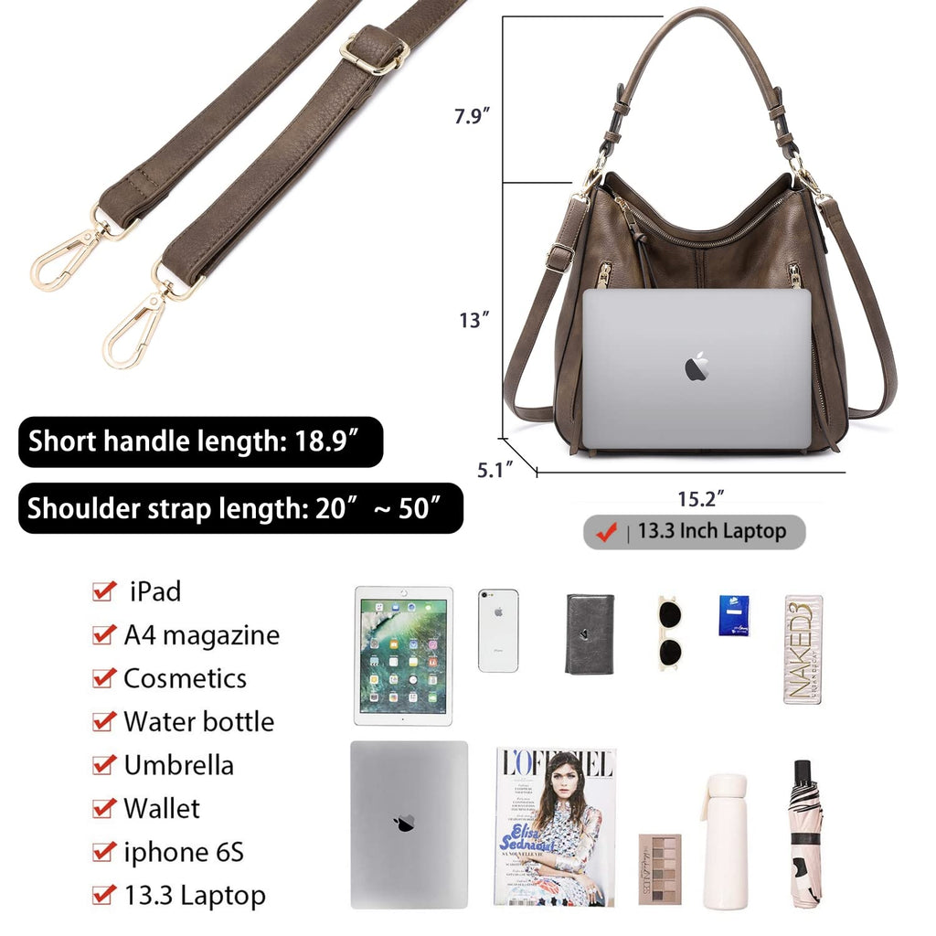 Lapsting Boho Faux Leather Hobo Shoulder Bag