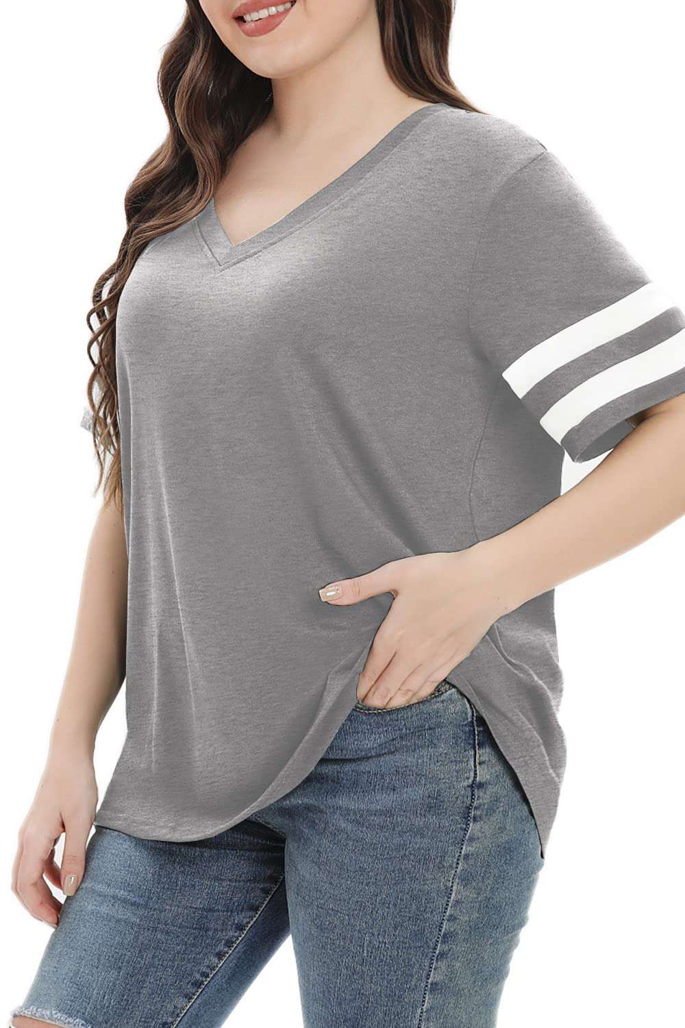 Summer V-Neck Plus Tunic Tee for Women 1X-5X - Woman T-Shirt by Handbags Specialist Headquarter | Available at Handbags Specialist Headquarter