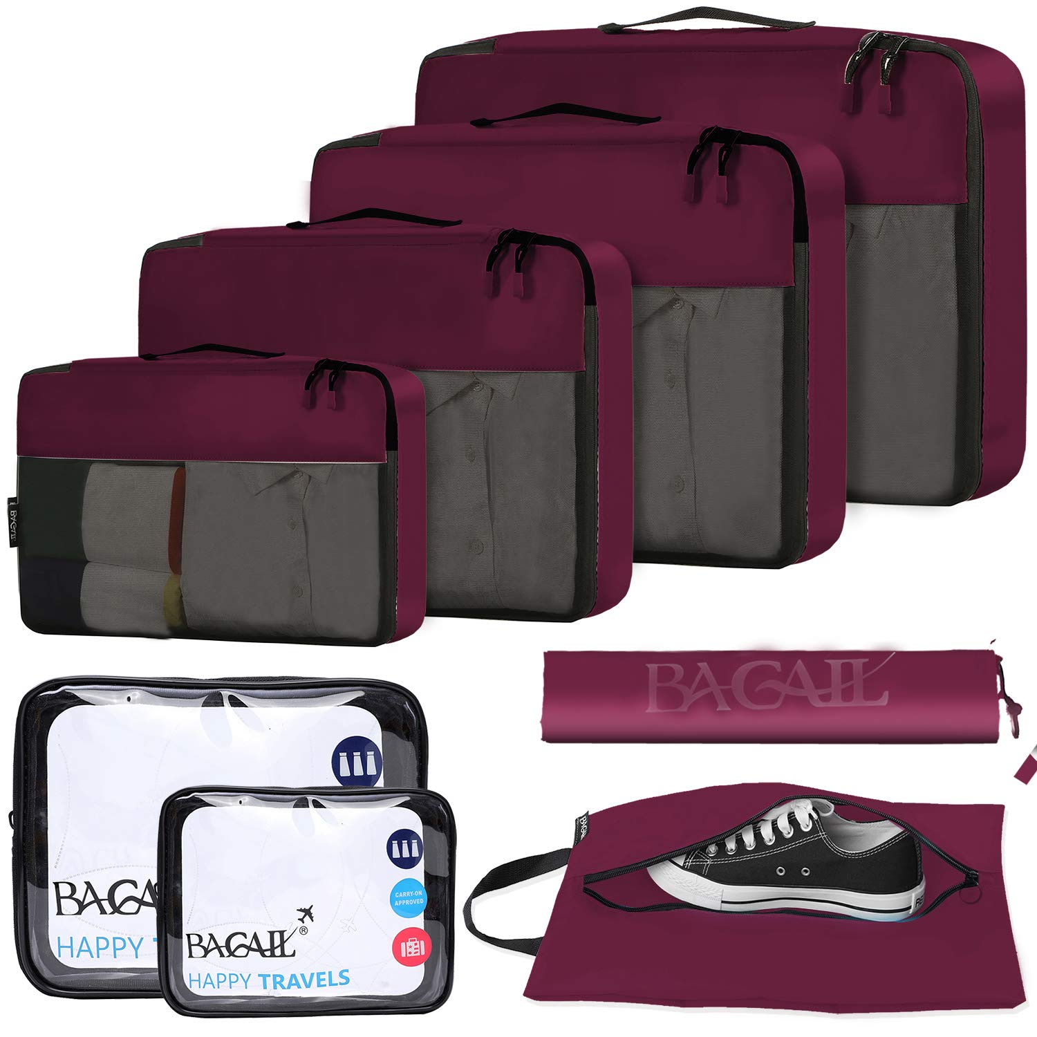 BAGAIL Travel Cubes: 8/9 Set Packing Organizers -  by Handbags Specialist Headquarter | Available at Handbags Specialist Headquarter