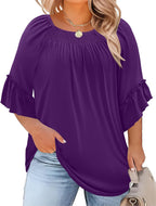 Plus Size Ruffle Sleeve Tunic Top