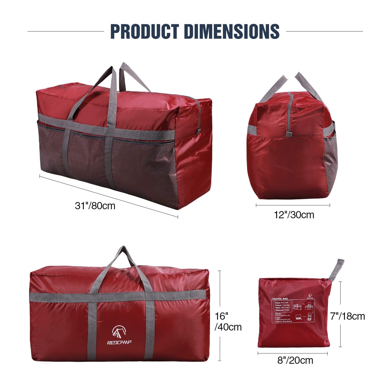 REDCAMP Foldable Waterproof Travel Sports Bag