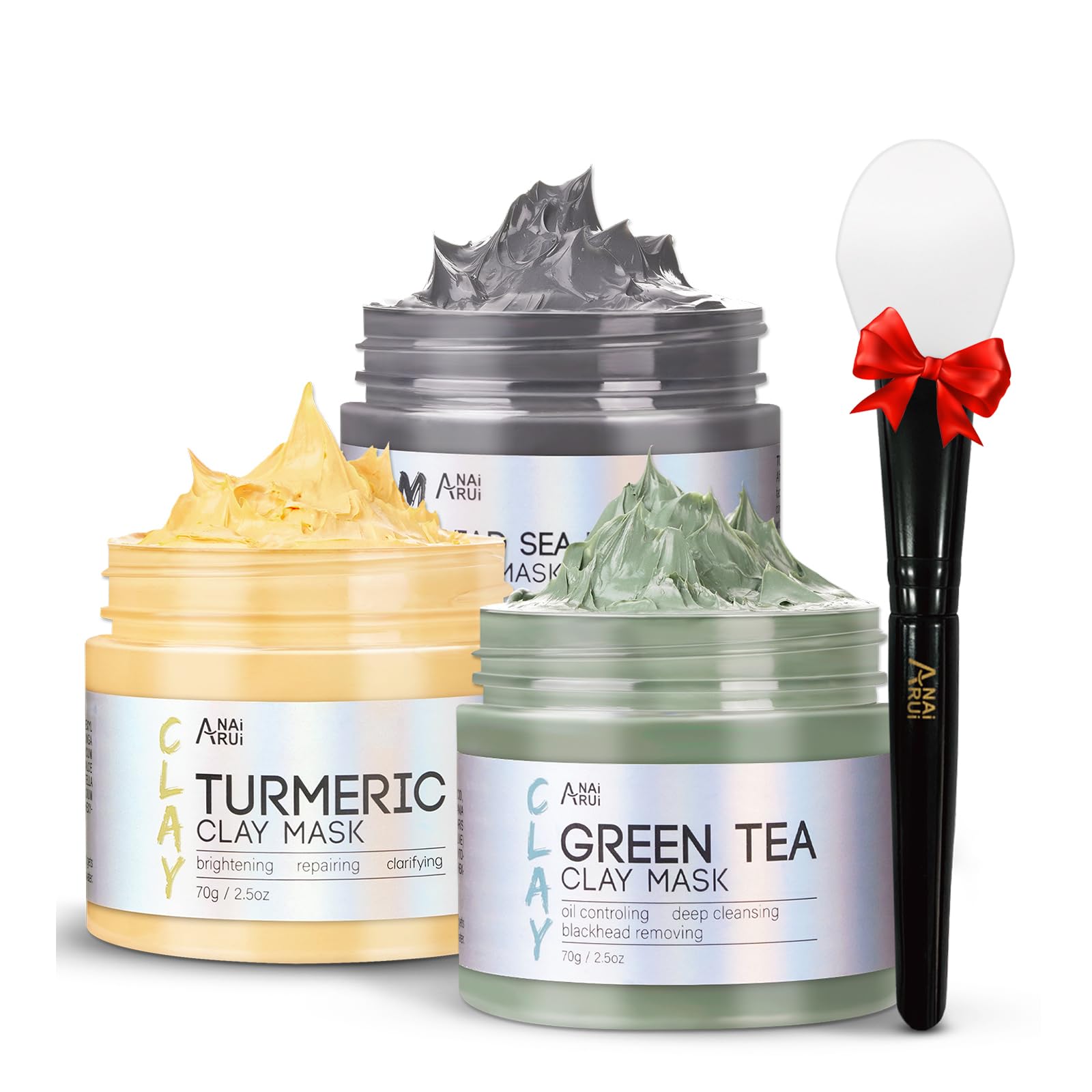 RadiantGlow Trio: Turmeric, Green Tea & Mud Mask Set -  by Handbags Specialist Headquarter | Available at Handbags Specialist Headquarter