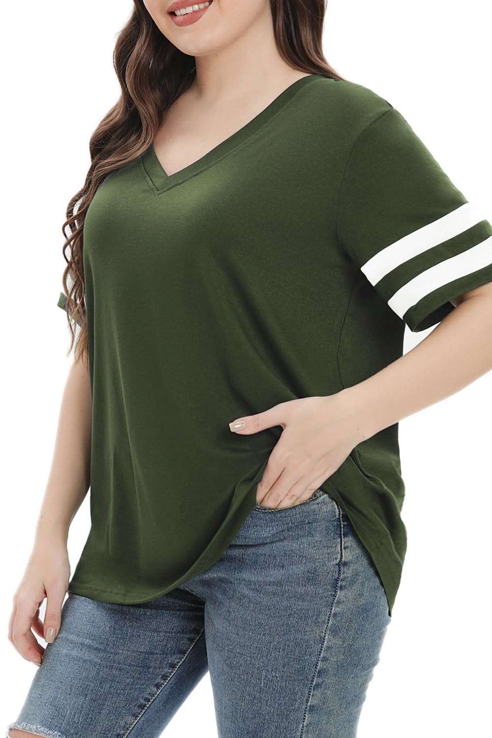 Summer V-Neck Plus Tunic Tee for Women 1X-5X - Woman T-Shirt by Handbags Specialist Headquarter | Available at Handbags Specialist Headquarter