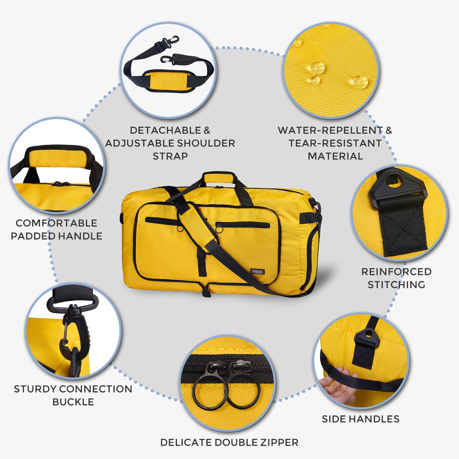 Foldable 65L Duffle Bag with Shoe Compartment