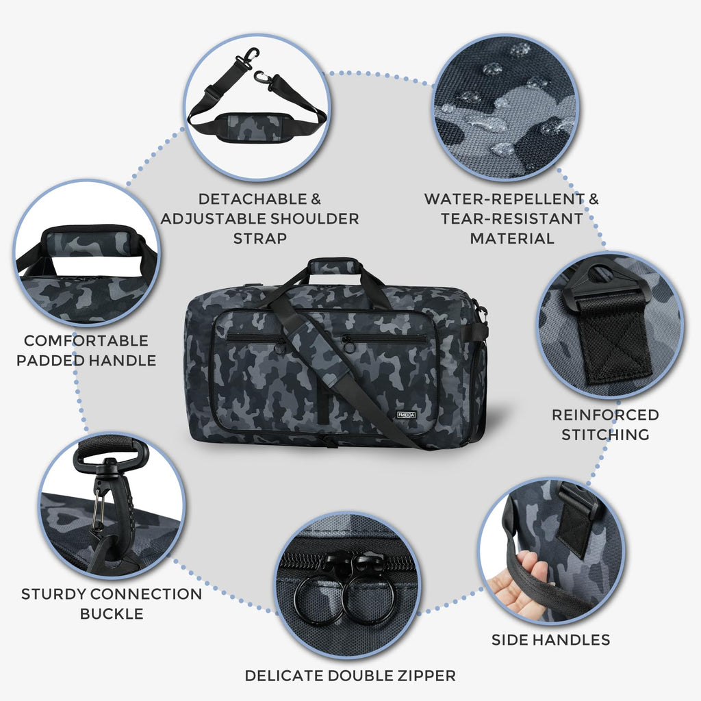 Foldable 65L Duffle Bag with Shoe Compartment