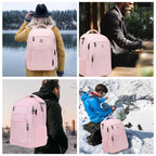Volher Anti-Theft USB Laptop Backpack - Rose Red