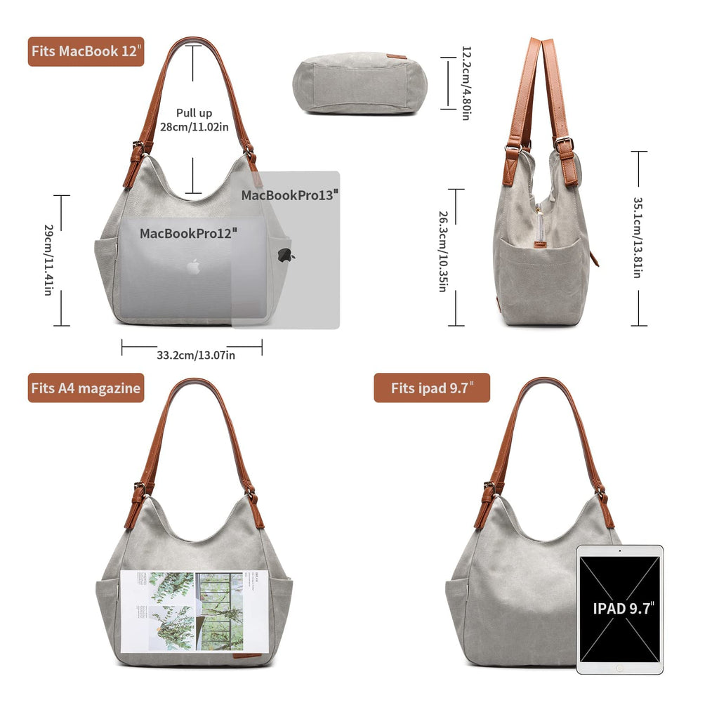 Worldlyda Women Canvas Embroidered Hobo Tote Bag